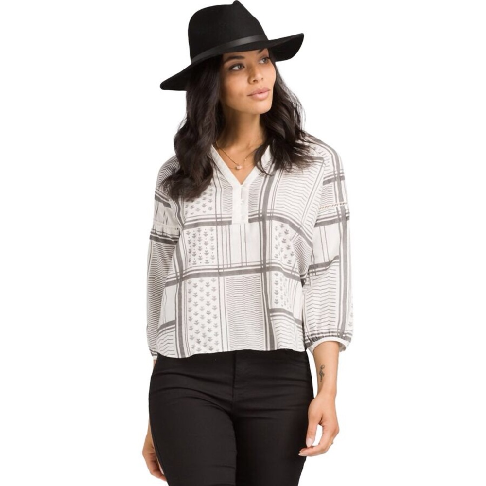 PrAna Grey & White Elena Top In Moonlight Santa Fe